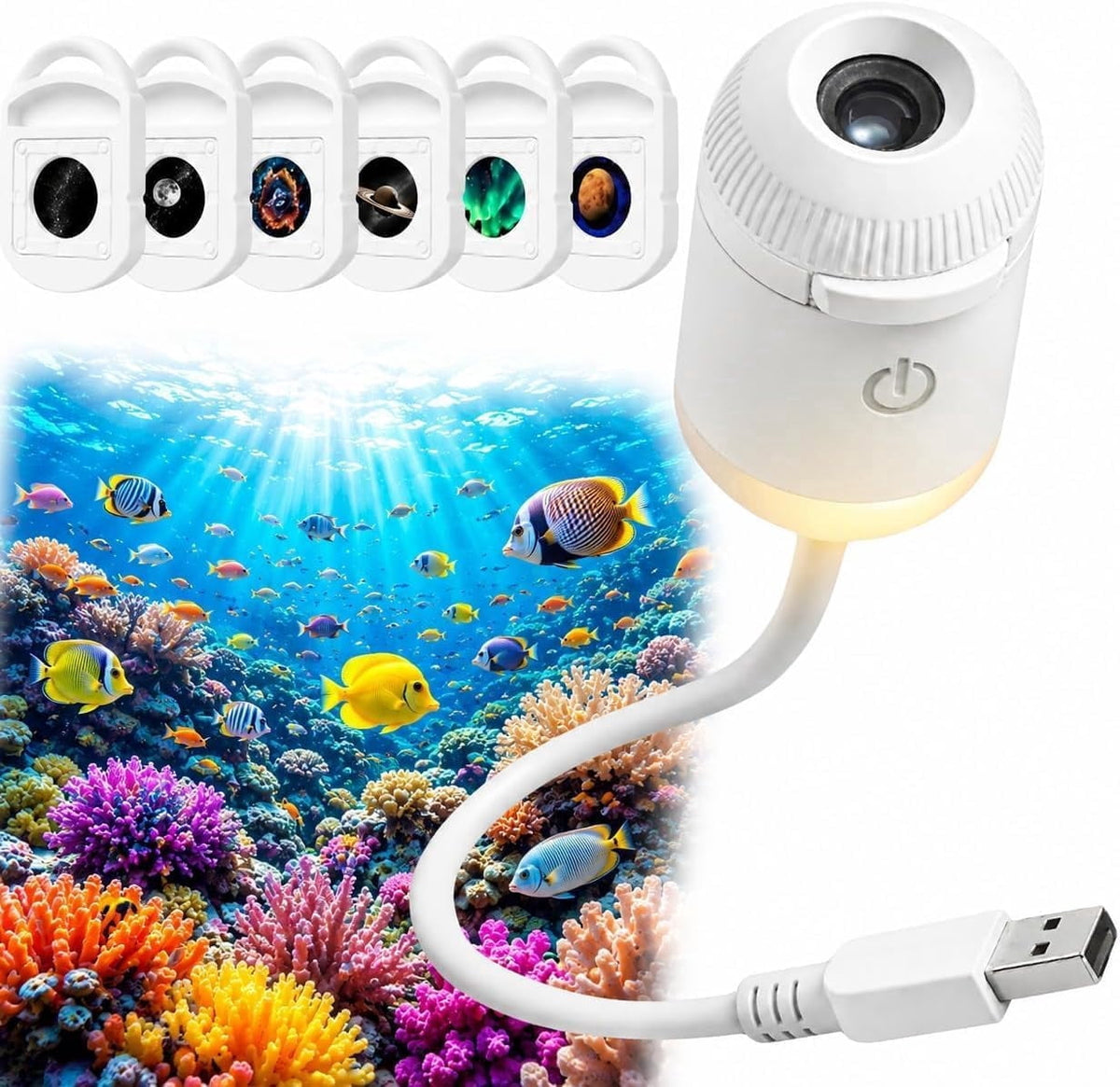 2-in-1 Holographic Galaxy Night Light, Hd 5d Star & Ocean Projector, 360° Static Ceiling Lamp, Usb Powered, Plug And Play