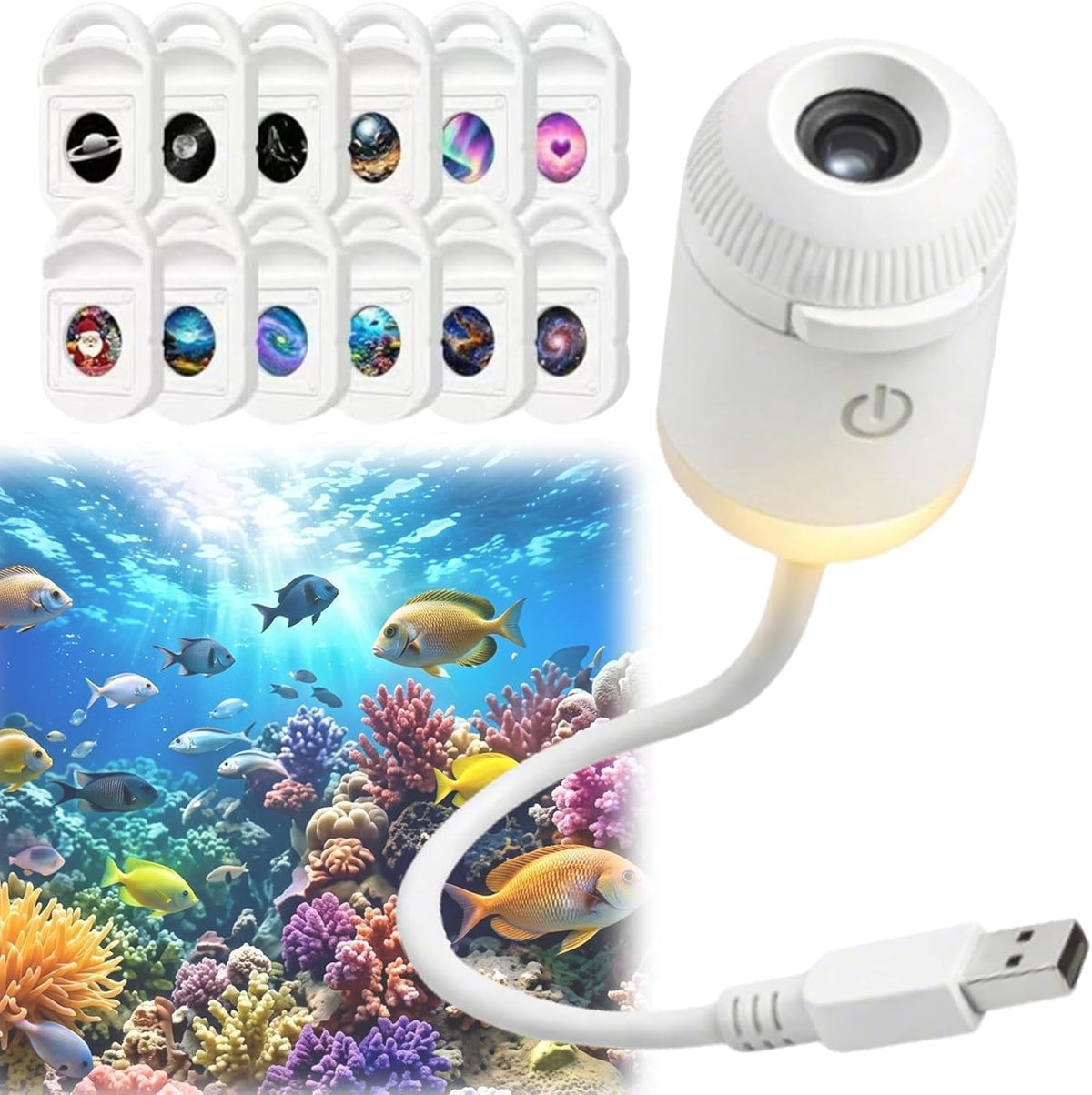 2-in-1 Holographic Galaxy Night Light, Hd 5d Star & Ocean Projector, 360° Static Ceiling Lamp, Usb Powered, Plug And Play