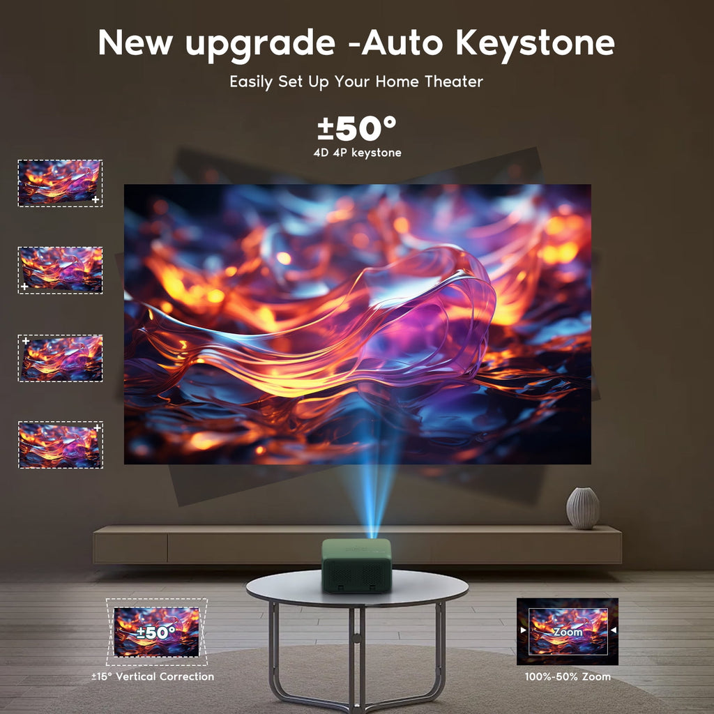 [Electric Focus]Faltopu Mini WIFI Bluetooth Projector 4K Support Native 1080P, 18000LM Outdoor Movie Projector, Home Theater Projector Compatible with IOS, Android, PC, TV Stick, HDMI, USB