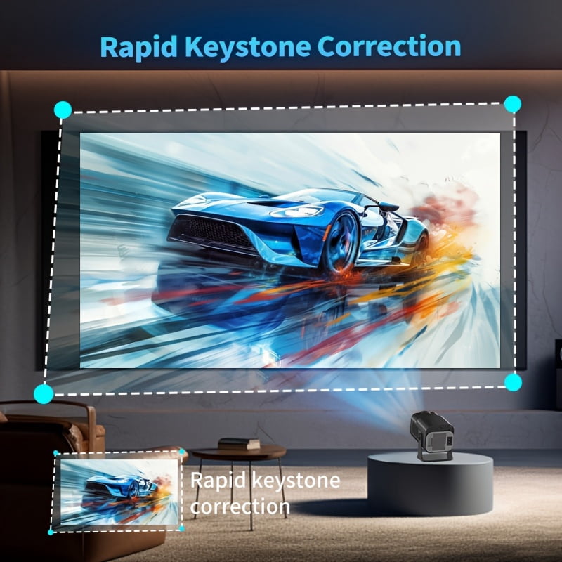 2026 New HD Smart Mini Projector, Native 1080P, Supports 4K, 180° Rotation, Remote Control, No Screen Needed, for Bedroom, Living Room, Office, Camping & Outdoor Entertainment