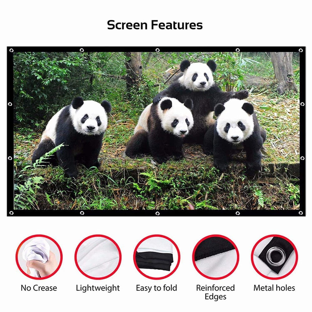 60-150 Inch Projector Screen 16:9 Foldable Portable Projector Movies Screens For Home Theater Outdoor Indoor Projector Curtain