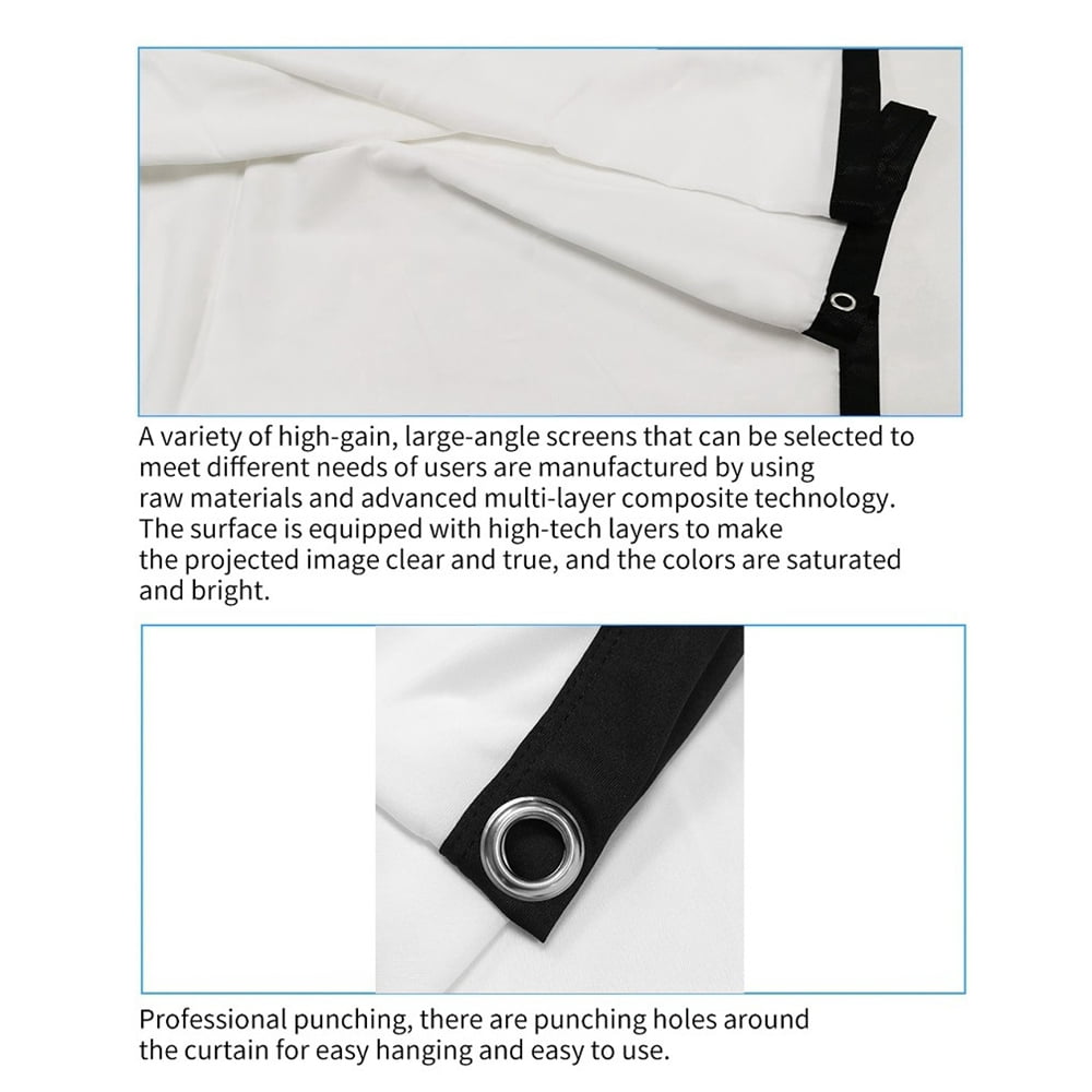 Portable Projector Screen 60/72/84/100/120 Inch For Home Theater Outdoor HD White Foldable Anti-Crease (60inch)