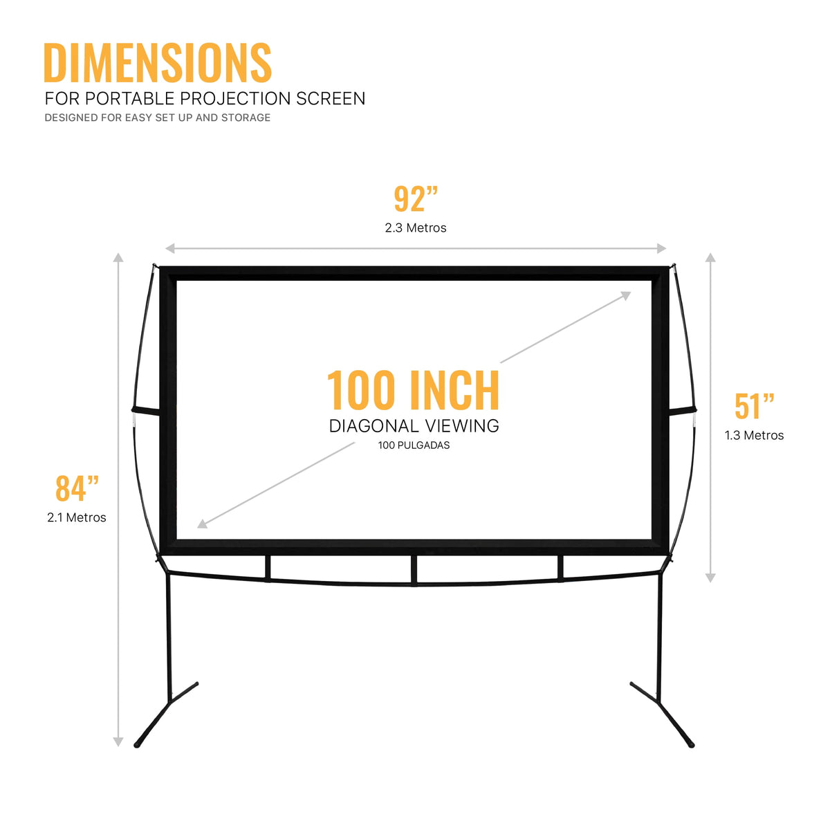 Khomo Gear Jumbo 120 inch 16:9 Portable Outdoor and Indoor Theater Projector Screen with Stand Legs