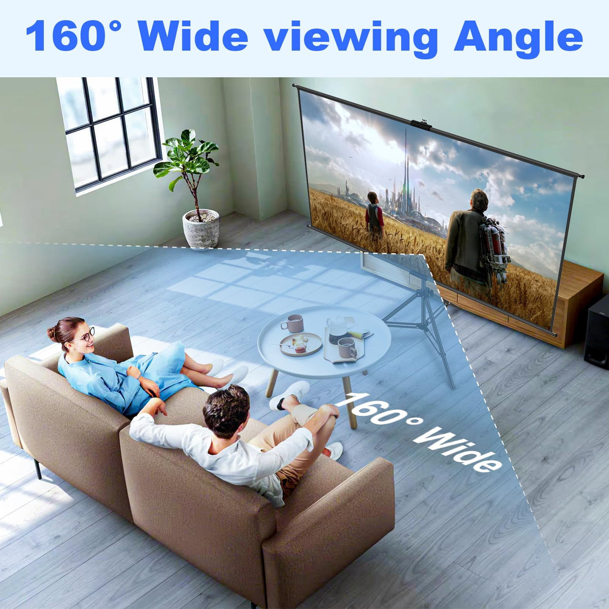 Toot shadow Portable Projector Screen Stand Tripod 100 inch,Indoor Outdoor Projection Screen with Black-Backing,16:9 HD, for Indoor and Outdoor Use, Perfect for Home, Office and Presentations