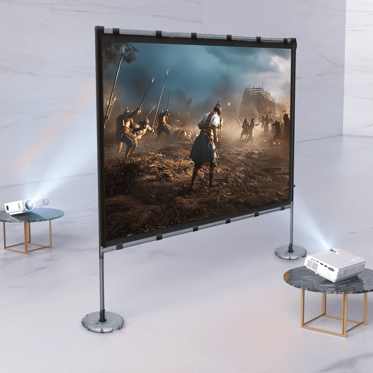 VANKYO Projector Screen with Stand, 100-inch Portable Indoor Outdoor Projector Screen, Wrinkle-Free 16:9 HD 4K Tripod Projector Screen, Adjustable Height, 160° Viewing Angle