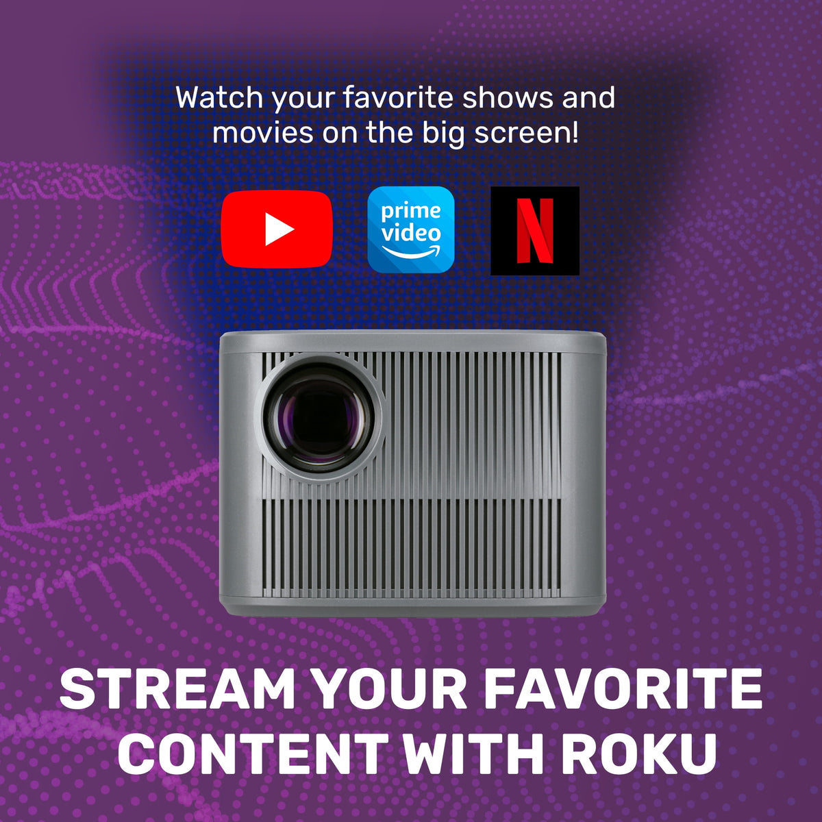 RCA 720P HD Roku Smart Home Theater Projector With Roku Express Streaming, 150 ANSI, RPJ185, Black