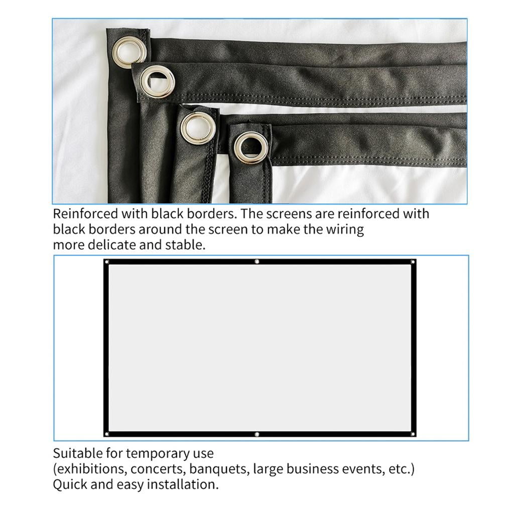 LeeQinersw 16:9 /4:3 Portable Foldable Projector Screen Wall Mounted Home Cinema Theater HD Projection Screen 60 in(133x75cm) 16:9