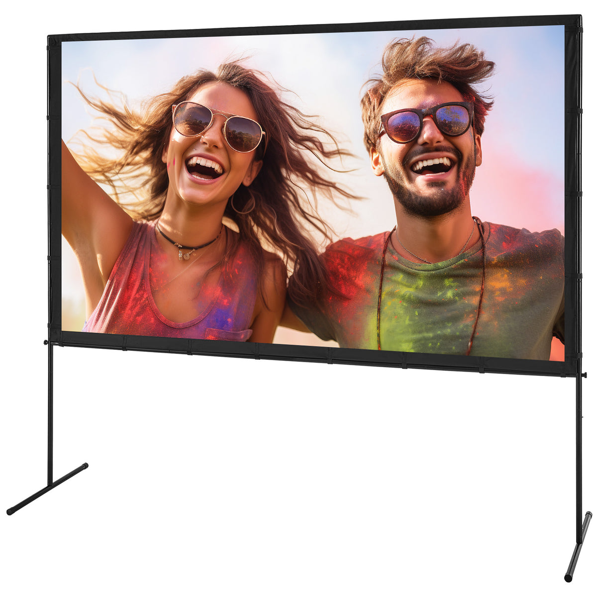 VEVOR Projector Screen with Stand,100 inch 16:9 4K 1080 HD Outdoor Movie Screen with Stand,Wrinkle-Free Projection Screen with Bar Feet and Carry Bag,for Home Theater Cinema Backyard Movie Night