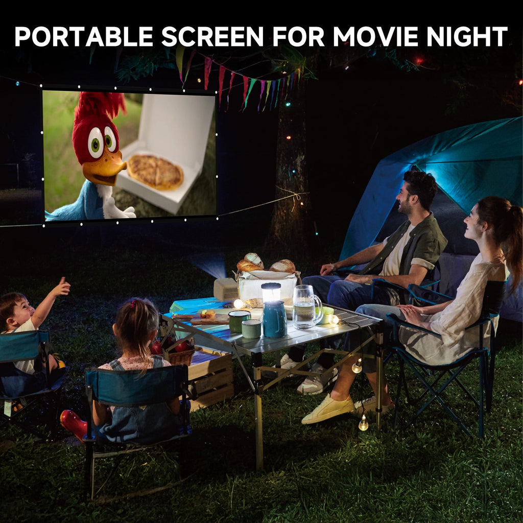 SCREENMAX Projector Screen 120 inch, 16:9 4K HD Movie Portable Projector Screen Indoor Outdoor Projection Screen Wrinkle-Free Foldable Movie Screen for Backyard