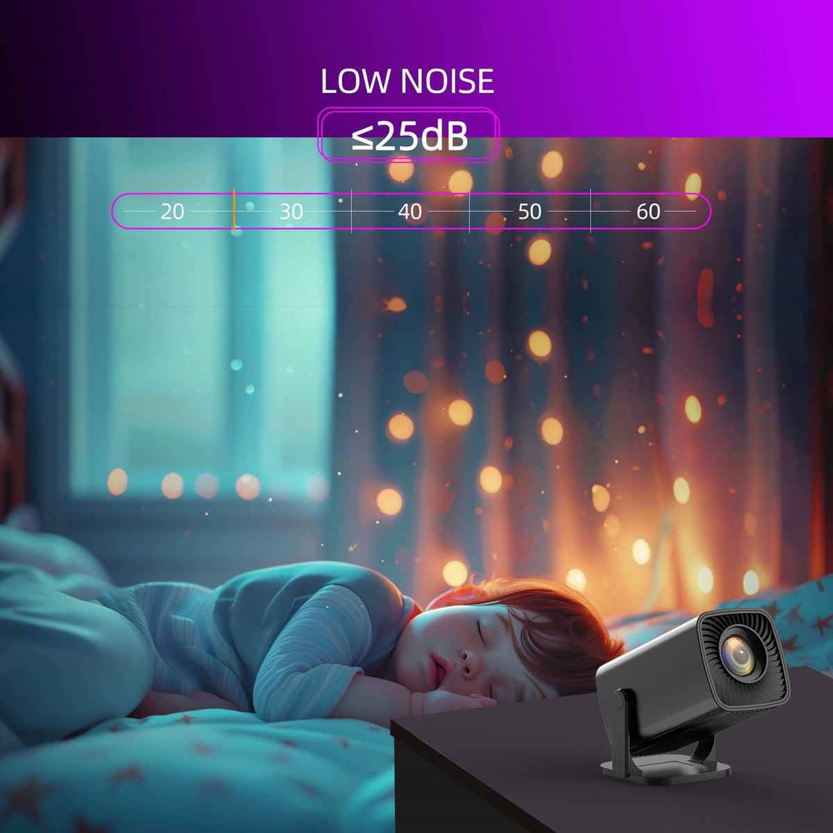 Nkmbld 4K Projector with WiFi and Bluetooth, Mini Portable Automatic Projector Outdoor/Indoor Movie Projector with WiFi and Bluetooth for Home Theater Upgrade