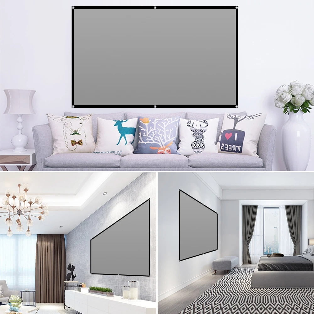 Toot shadow Projector Screen 84 inch 16:9 Metal Grey Anti-light Portable Foldable Reflective Screen for Home Theater Home Party