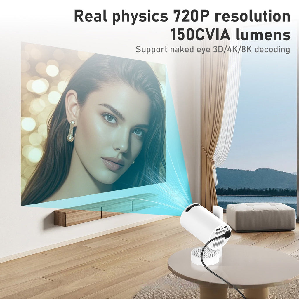 JGJJUGN Portable Mini Projector 4K Resolution Bluetooth Built-In Speaker Telescopic Stand 5G Connectivity for Home Theater Entertainment