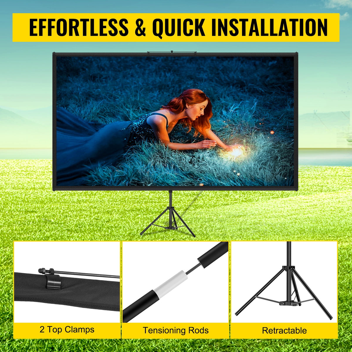 SKYSHALO 70 inch Tripod Projector Screen with Tripod Stand, DM-ABS-70