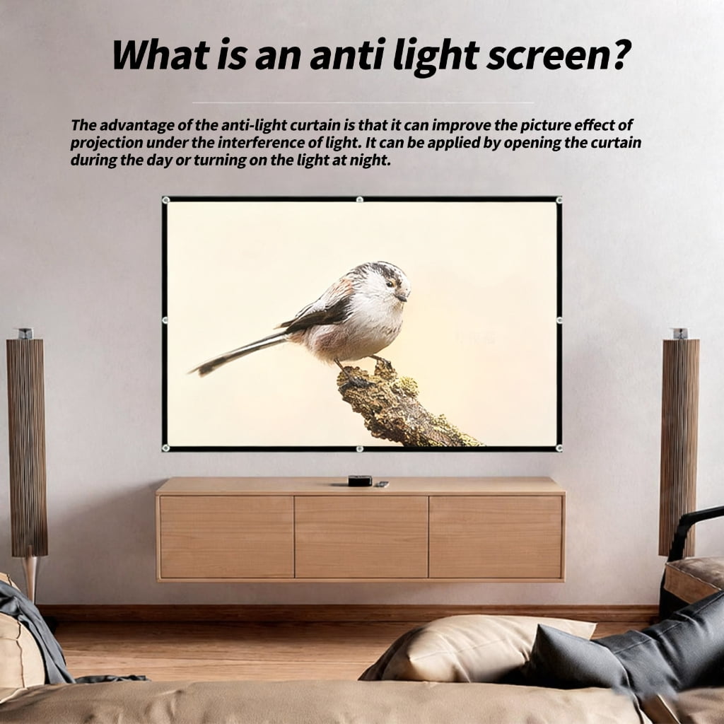 Metal Anti-Light Projector Screen Portable Foldable Frame, Indoor Outdoor Viewing Tools Needed