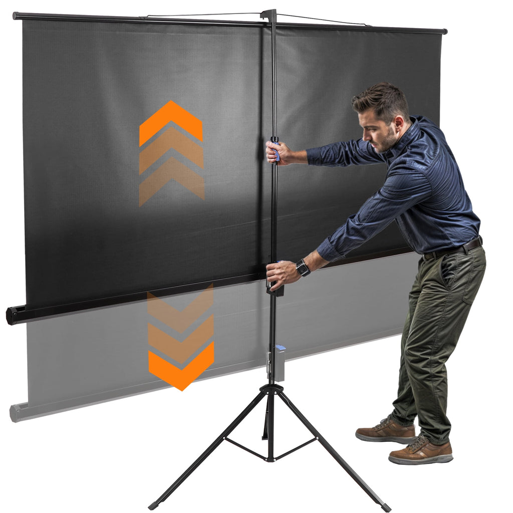 ZENY 84 Inch Projector Screen with Stand 16:9 HD Portable Outdoor Movie Screen Height Adjustable Tripod Projection Screen with Carry Bag