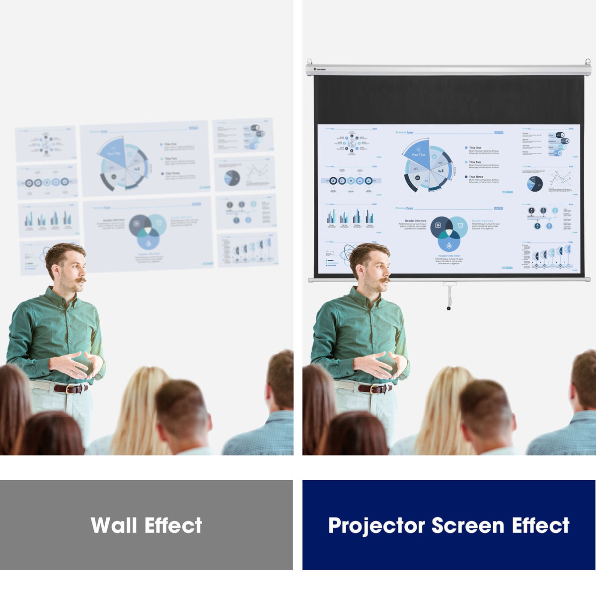 InstaHibit 92" Motorized Projection Screen with Remote Control 16:9 4K 3D HD Electric Projector Screen Wall Mounted Indoor Outdoor Movie Night