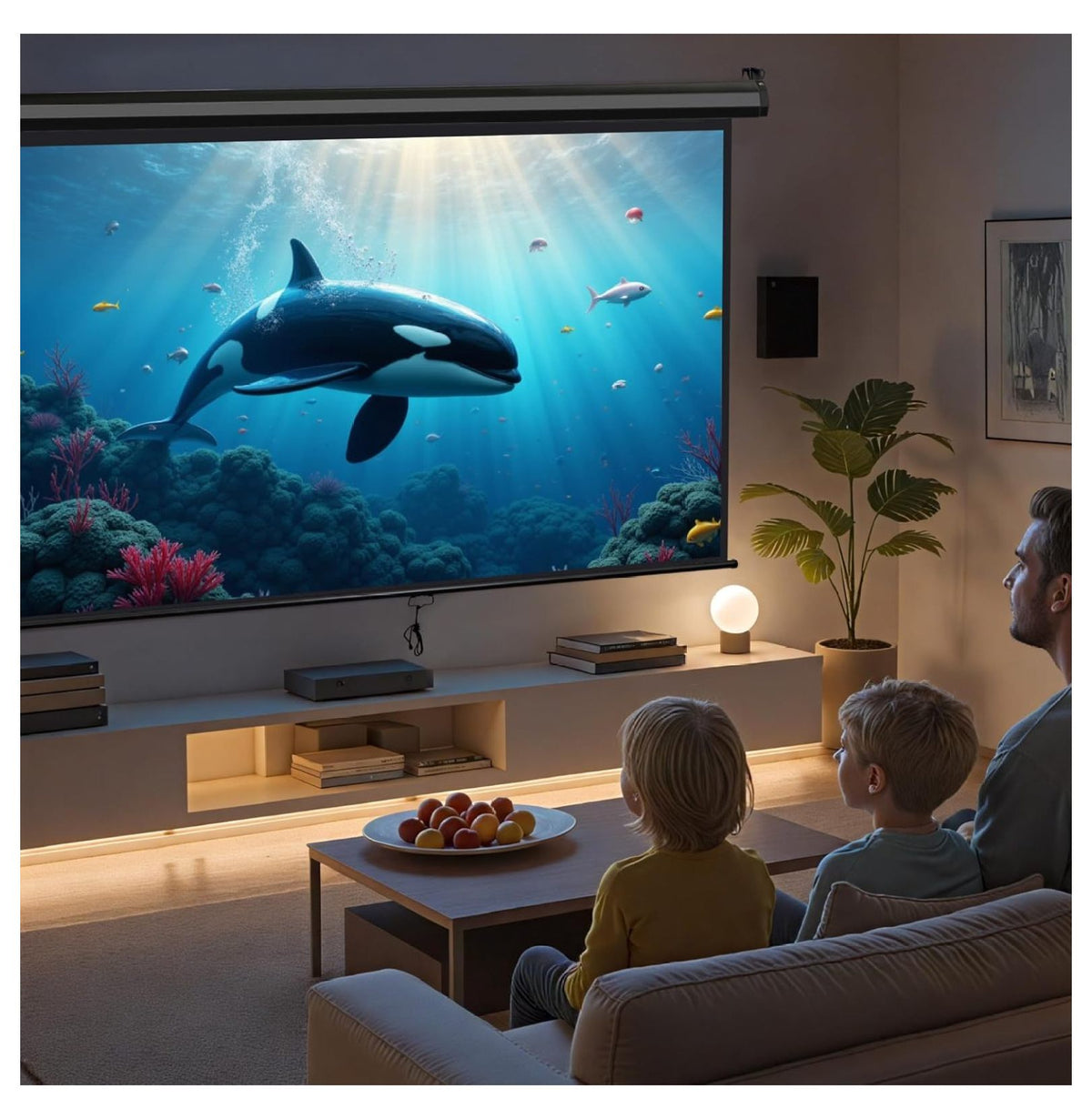 SONGMY 100 Inch Outdoor Projector Screen 16:9 - HD Pull Down Projection Screen, Portable Folding Home Theater Movie Screen for Indoor Outdoor Use