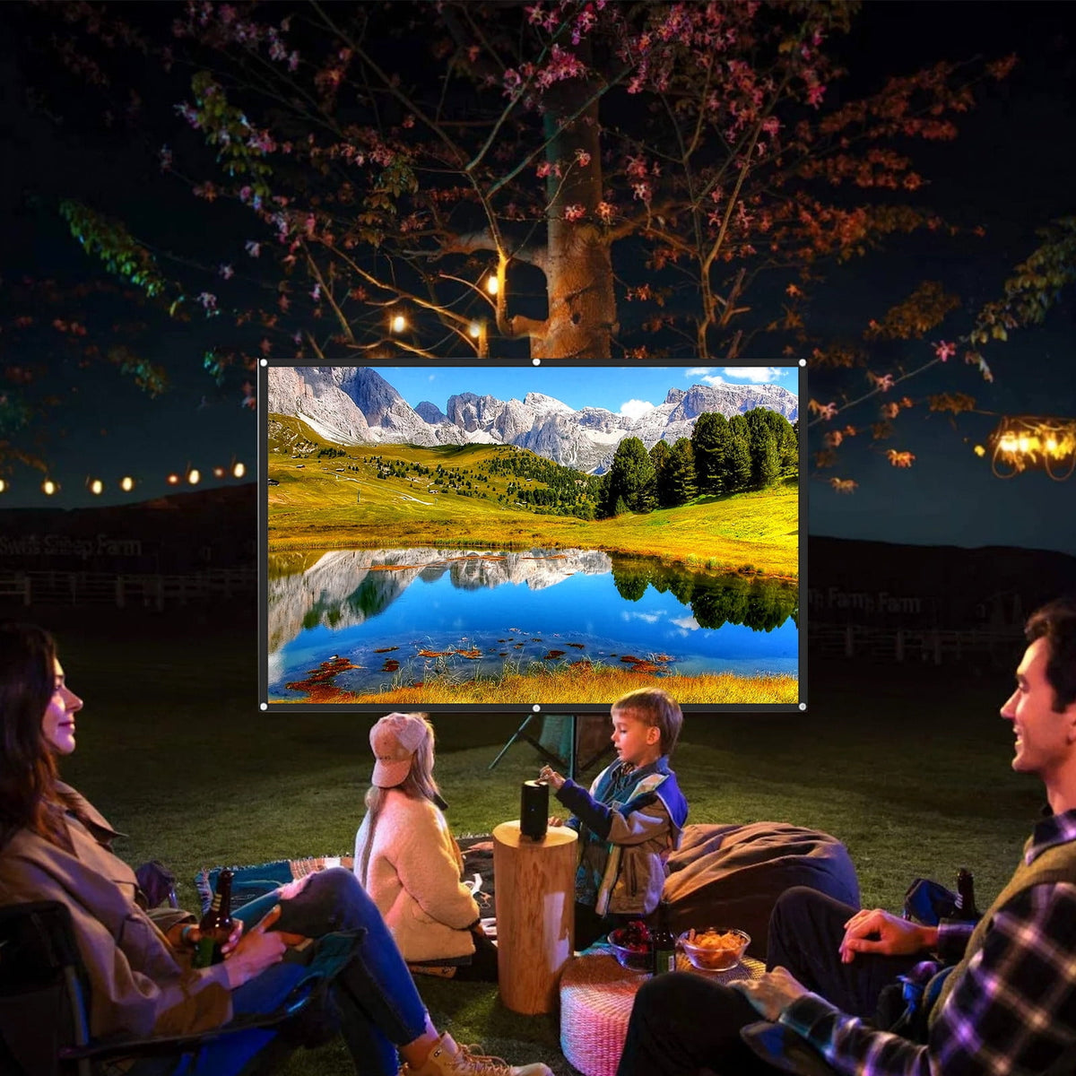 NSESSHome Projector Screen Movie Projector Screen 16:9 Foldable And Portable AntiCrease Indoor Outdoor Projection Double Sided Video Projector Screen For Home, Party,Camp