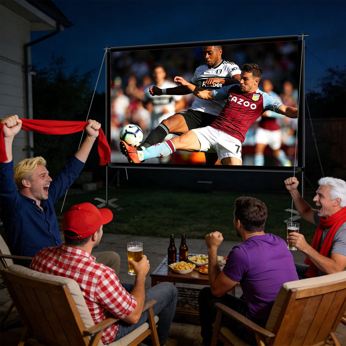120inch Outdoor Projector Screen with Stand, 16:9 4K HD Portable Projector Screen with Carry Bag, Indoor Movie Projection Screen for Backyard, Camping, Home Theater