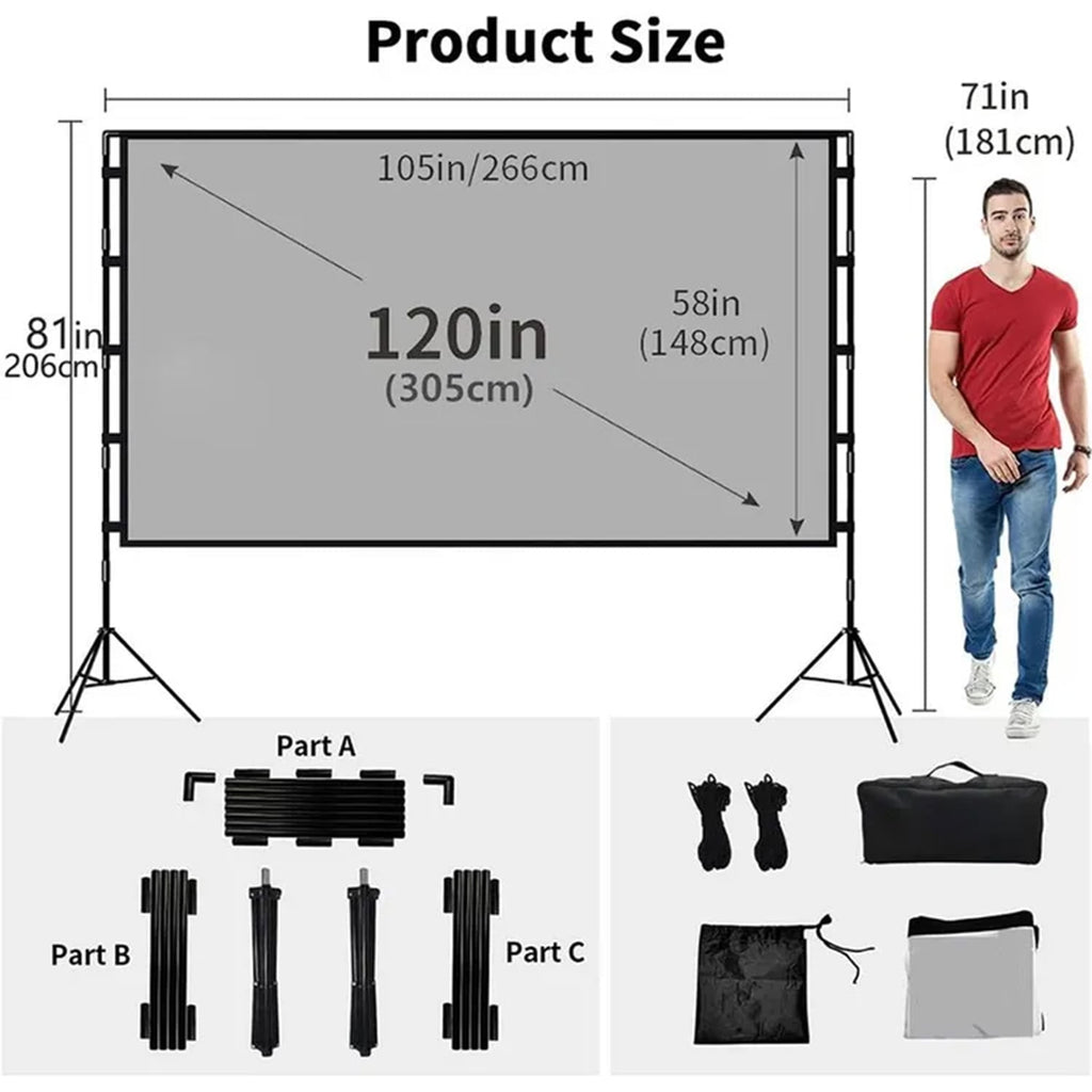 VIYODAVID Projector Screen Stand Foldable - 100 In, 16:9, Gray,ALR