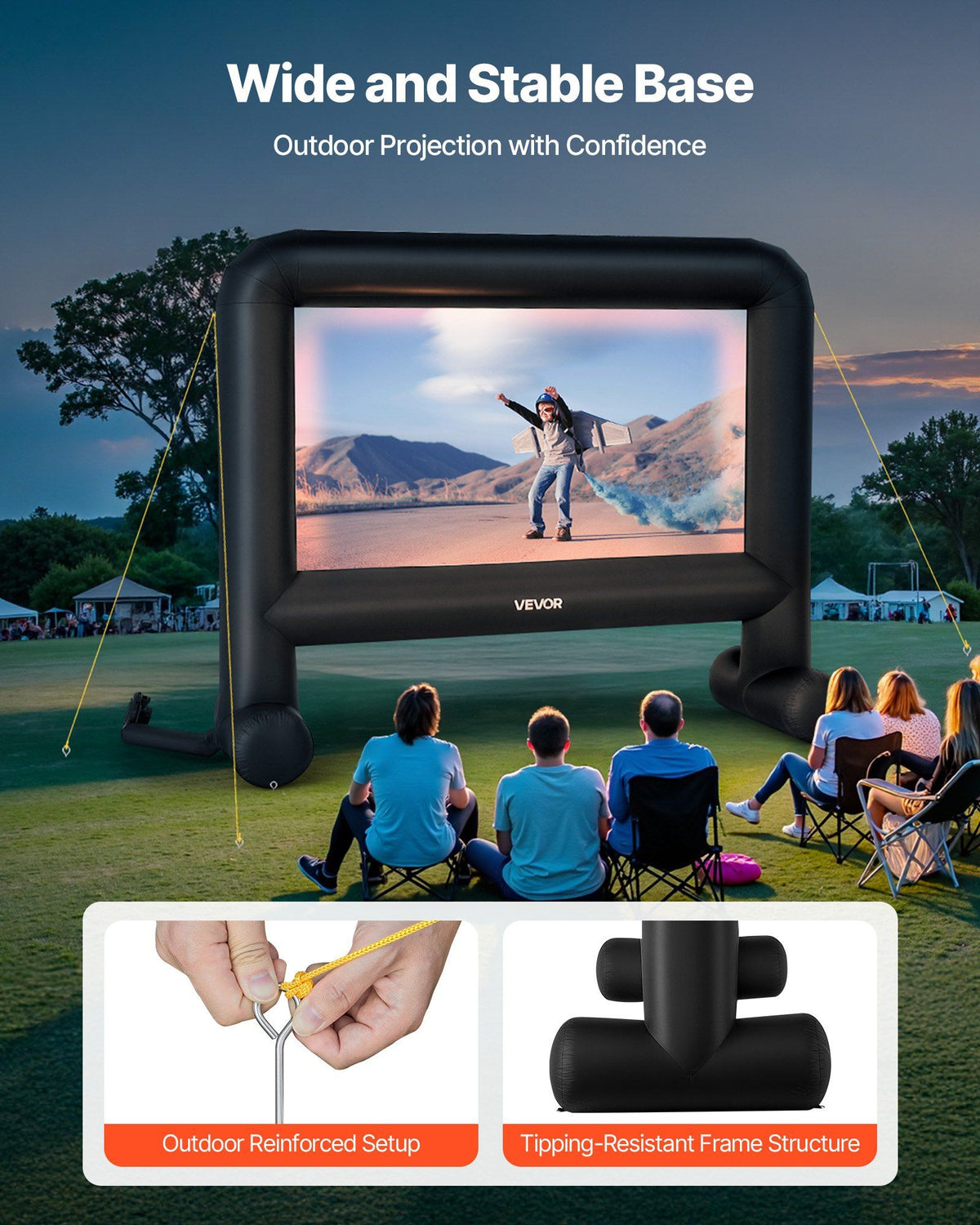 16FT Inflatable Movie Screen Portable Storage Bag Easy Setup 16:9 Outdoor Backyard Home Theater Theme Party Projection