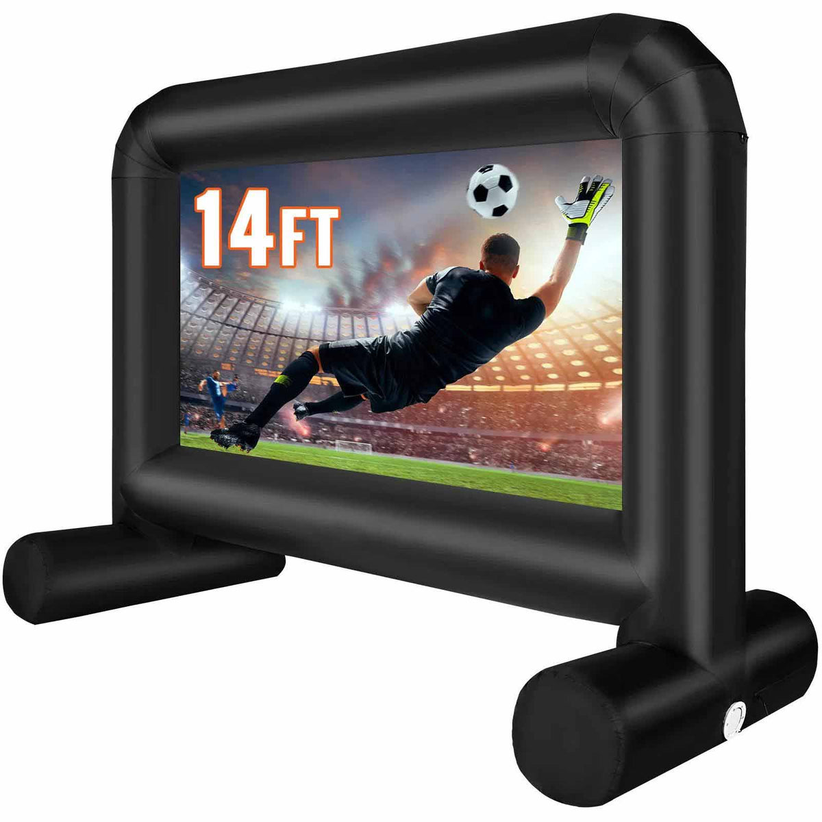 Inflatable Movie Screen, 14 FT Inflatable Projector Screen for Outside with Blower and Carrying Bag, Front/Rear Projection, Oxford Fabric Blow Up Screen