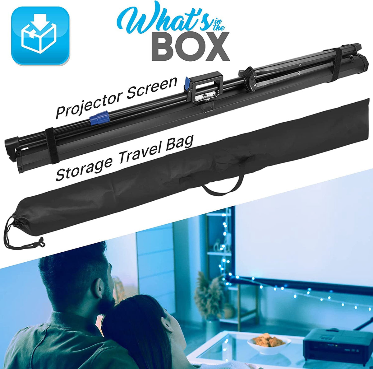 Pyle Universal Projector Screen W/ Stand 60-inch Floor Standing Portable Fold-Out Rollup Matte