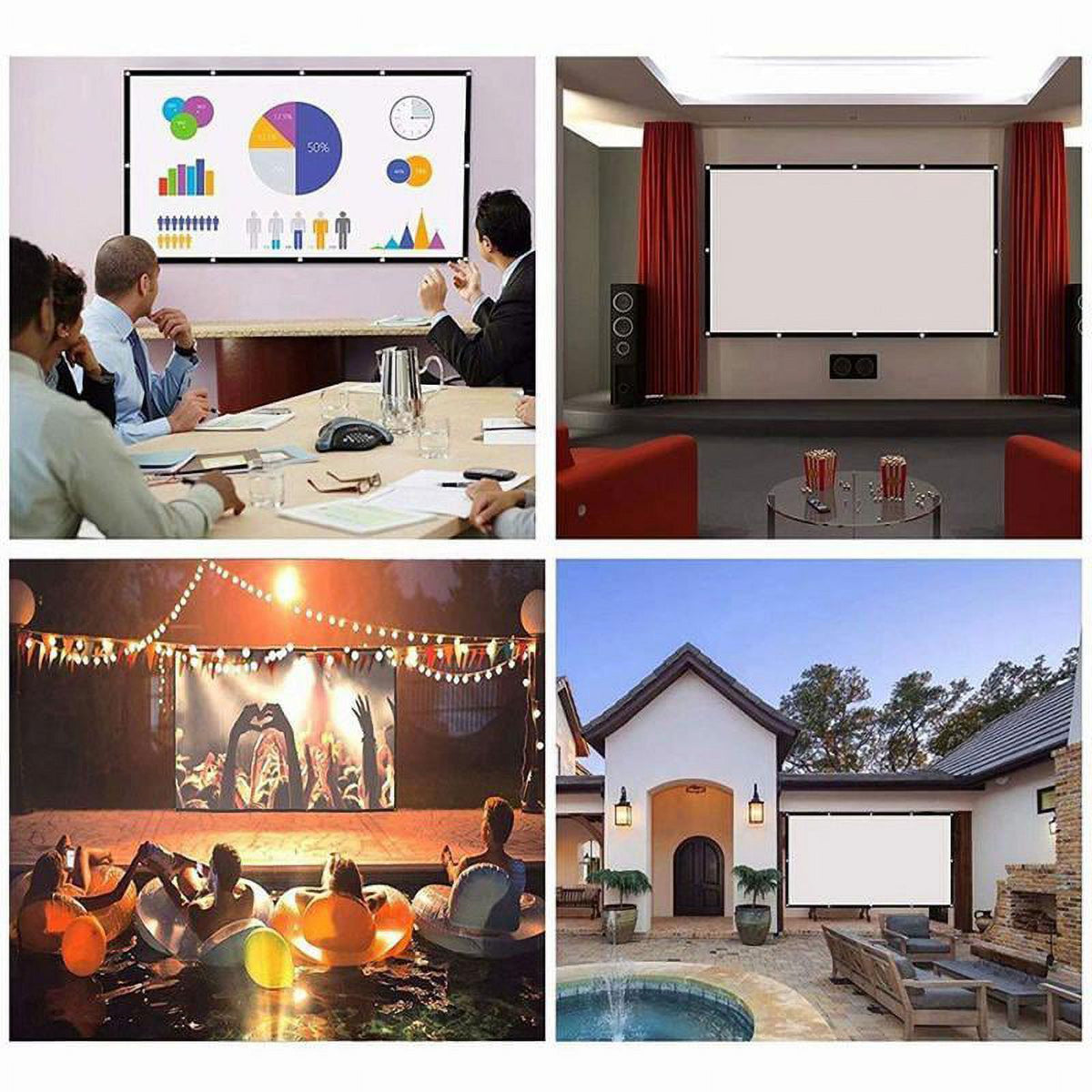 Sardfxul Projector Screen 150 inch 16:9 Foldable Anti-Crease Portable Projection Movies Screen for Home Theater Outdoor Indoor