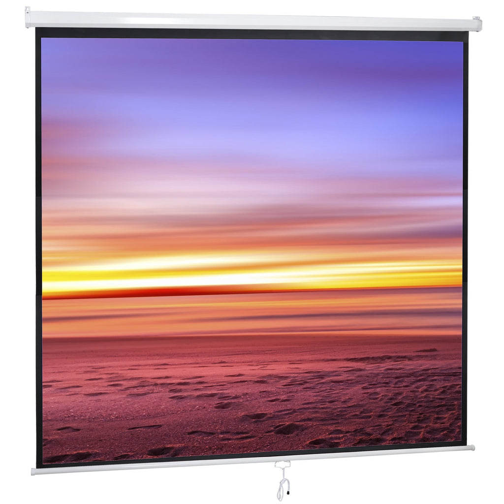 HomGarden 120inch Projection Screen 1:1 Movie Projector, Foldable 4K Ultra HD Active 3D, Ceiling Wall Mount
