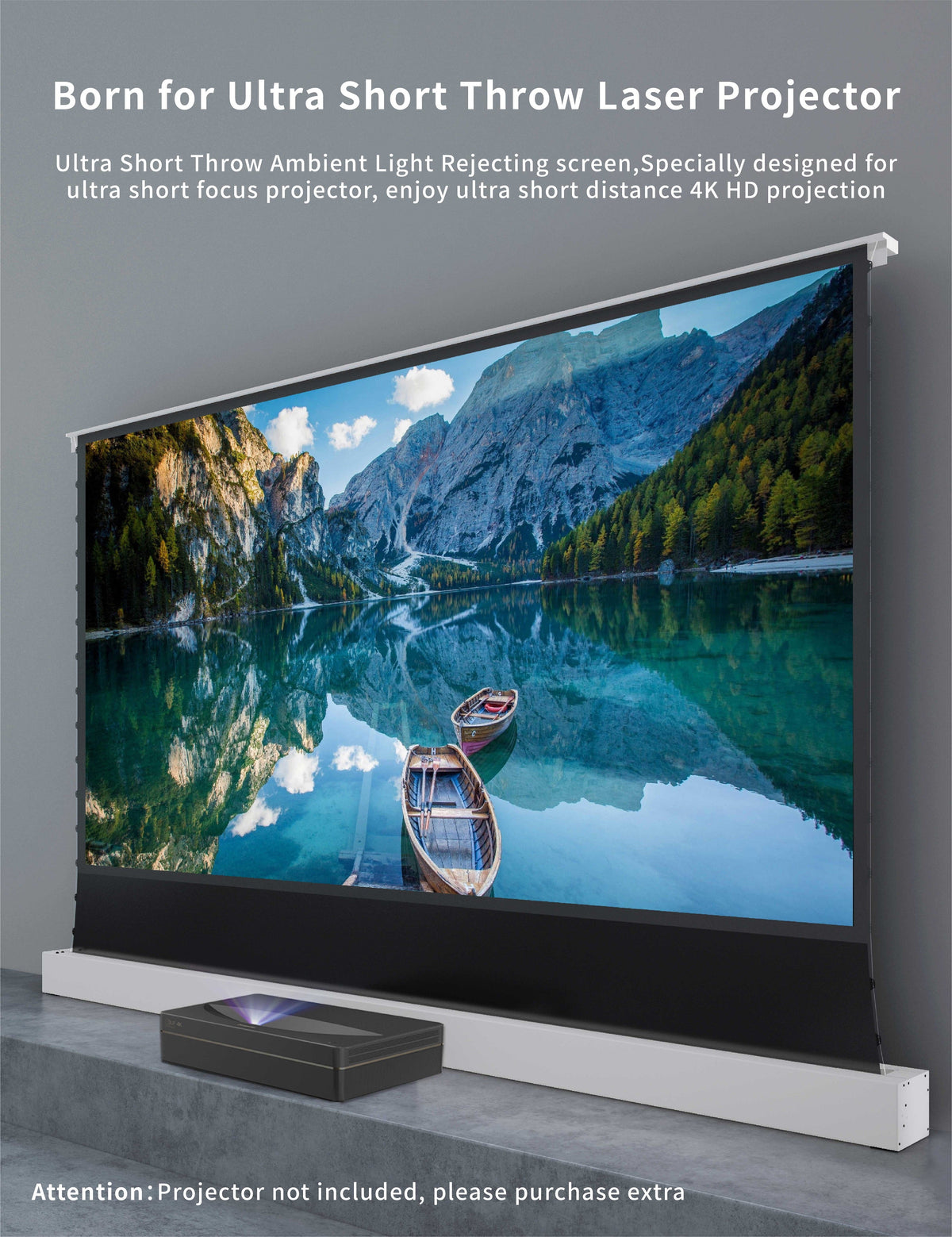 S PRO Electric Tension Floor Screen With UST ALR(Ultra Short Throw Ambient Light Rejecting)Material 【Only Suitable For UST Laser Projector And Settle On Table/Floor】