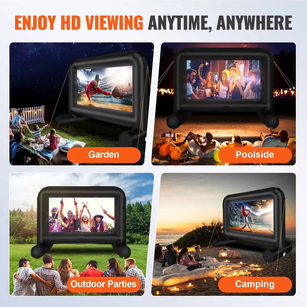 Inflatable Movie Screen, 14 FT Inflatable Projector Screen for Outside with Blower and Carrying Bag, Front/Rear Projection, Oxford Fabric Blow Up Screen
