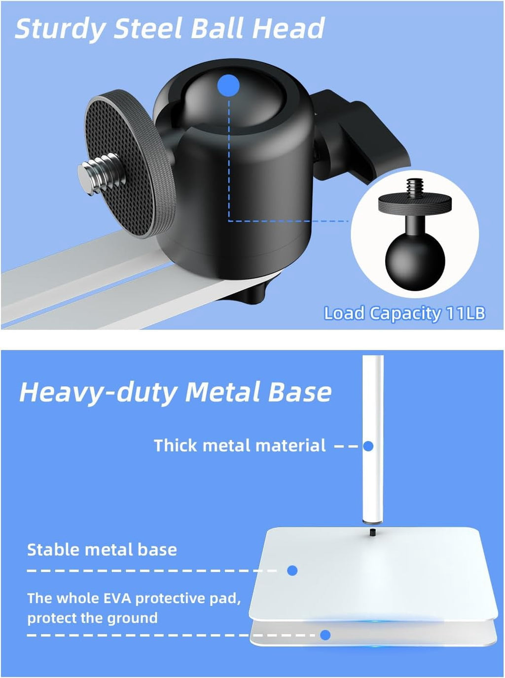 Projector Stand Against Wall Hidden Stand, 360°Swivel, Height Adjustable, Mini Projector Mount Bracket,