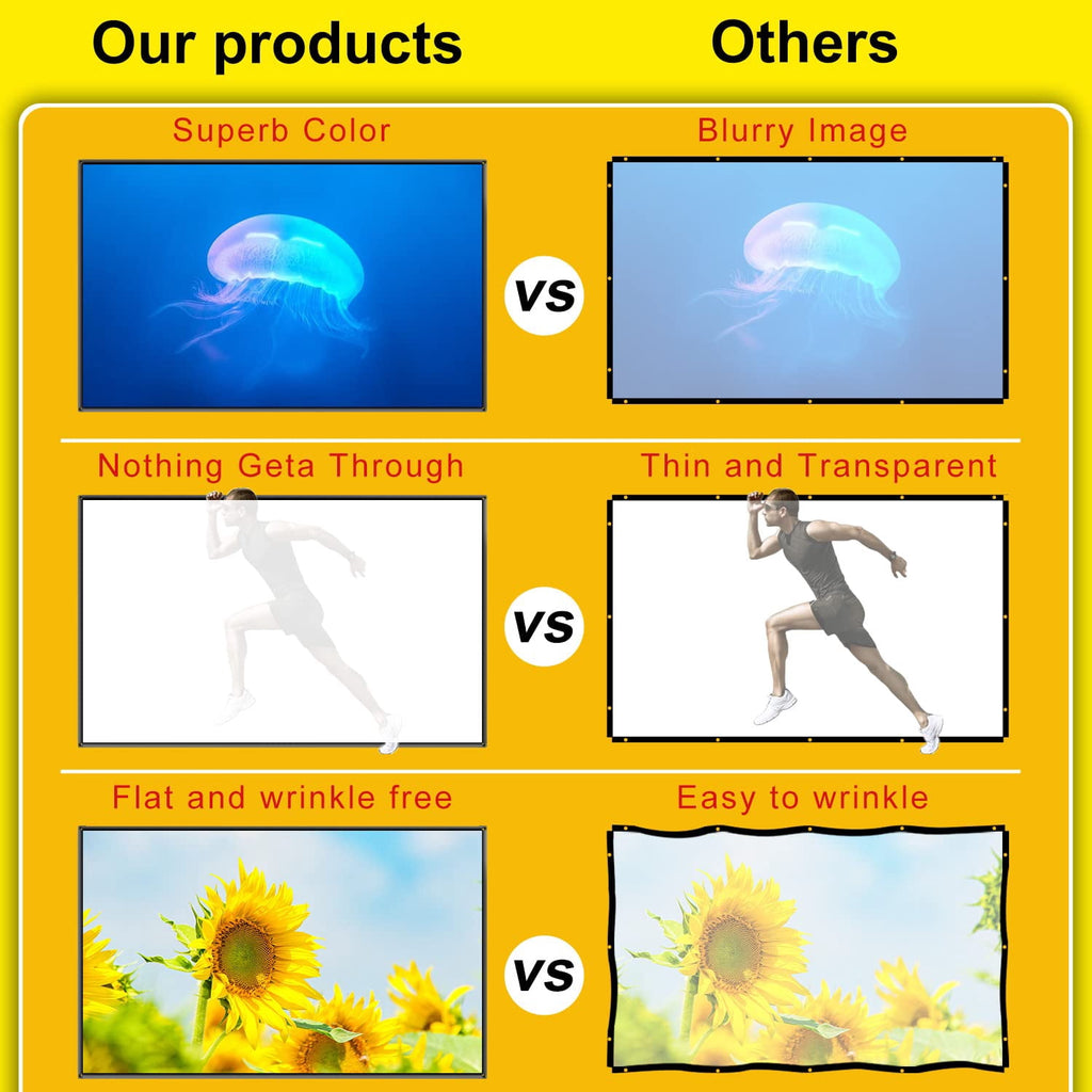 SKERELL 120 inch Fold Projector Screen,Protable Movies Screen for Outdoor Indoor