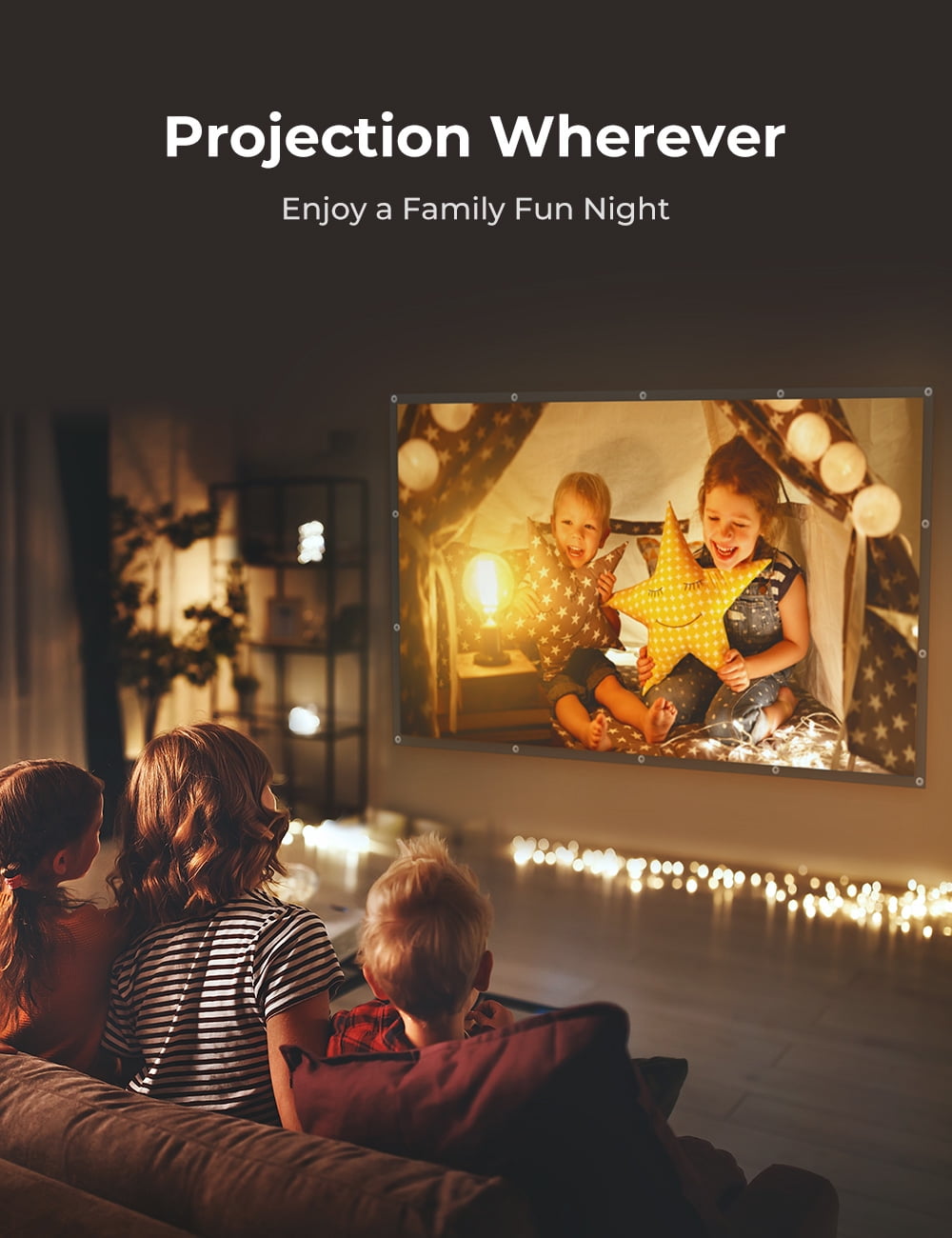 VANKYO Projector Screen 120 inches 16:9 Portable Indoor Outdoor Projection