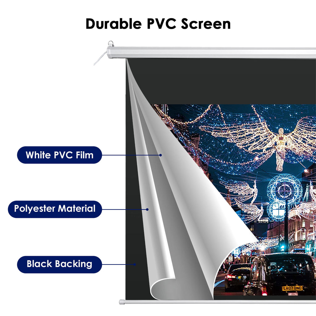 InstaHibit 92" Motorized Projection Screen with Remote Control 16:9 4K 3D HD Electric Projector Screen Wall Mounted Indoor Outdoor Movie Night
