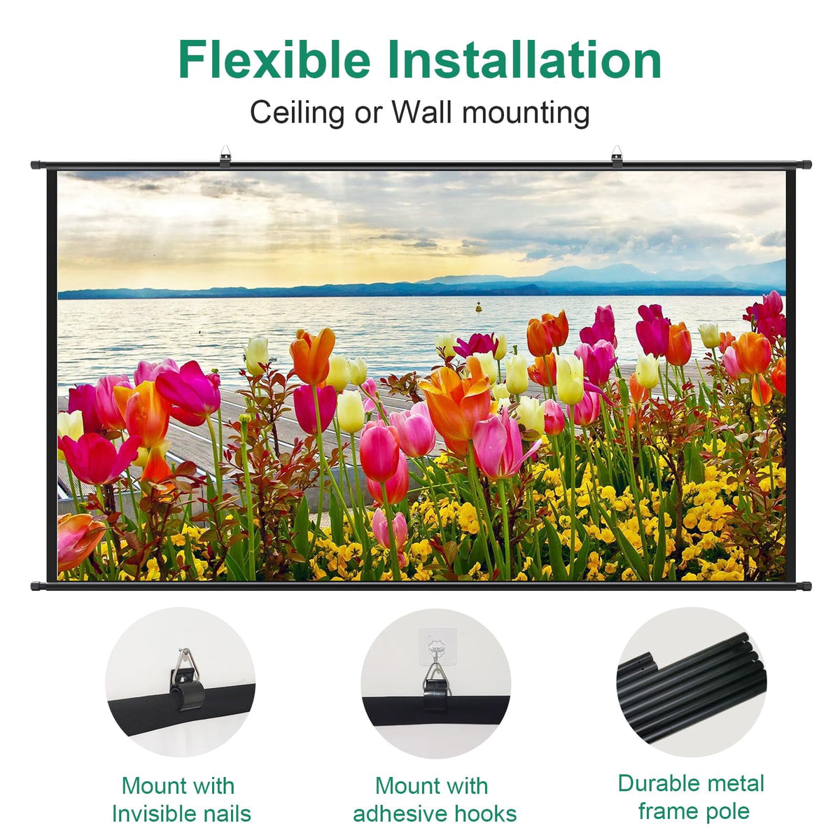 Toot shadow 100" Wall Mounted Projector Screen with Black Backing