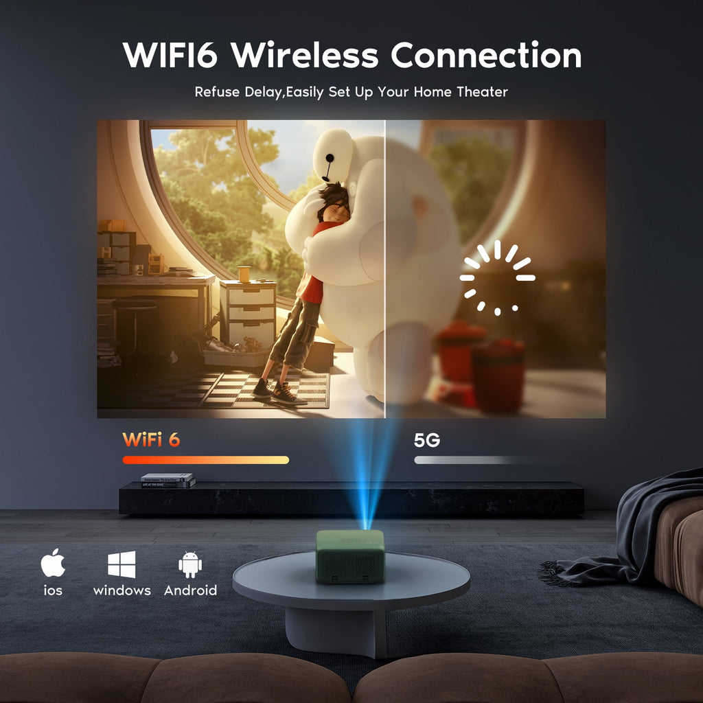 [Electric Focus]Faltopu Mini WIFI Bluetooth Projector 4K Support Native 1080P, 18000LM Outdoor Movie Projector, Home Theater Projector Compatible with IOS, Android, PC, TV Stick, HDMI, USB