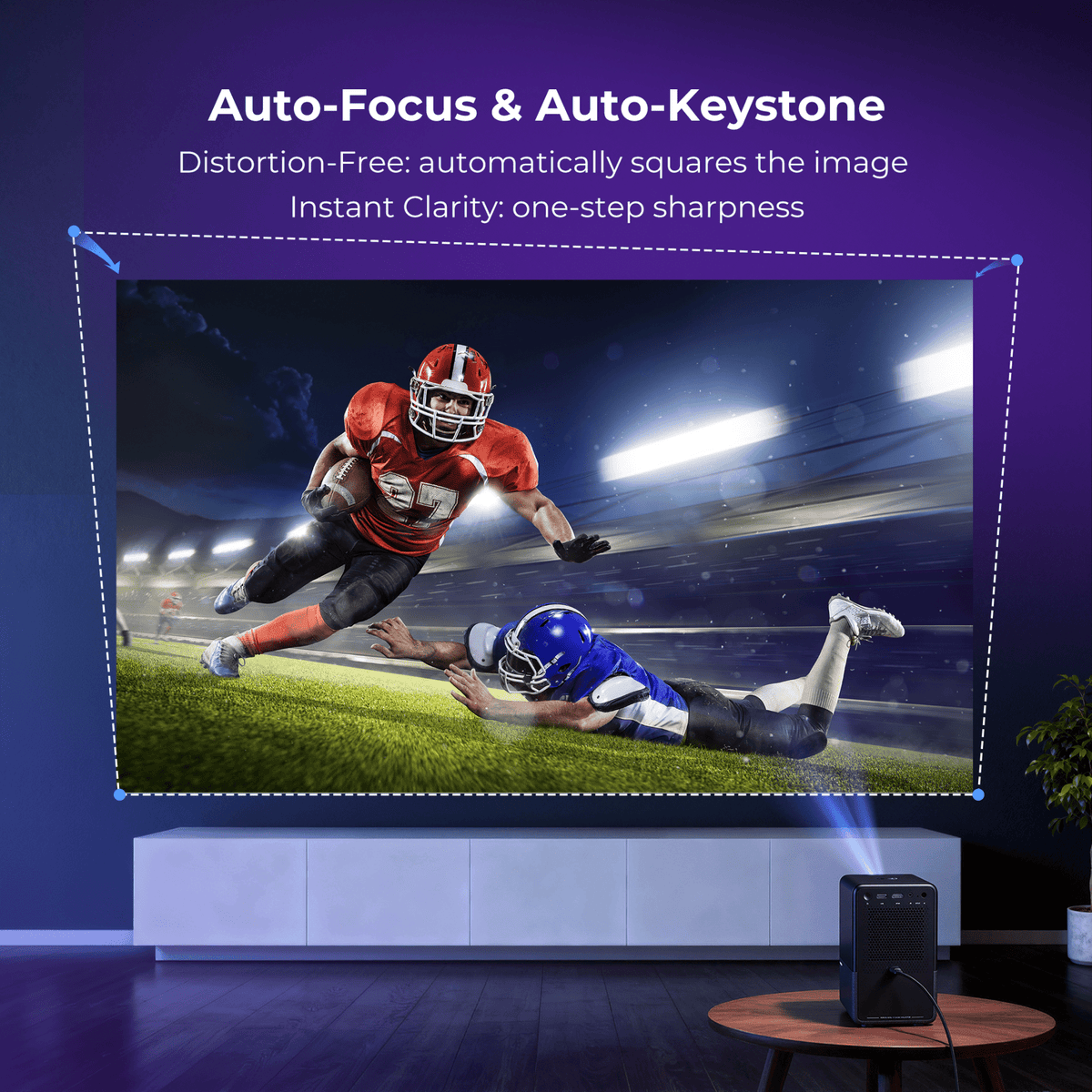 VANKYO Performance H500R Native 1080P Portable Projector, Built-in Roku TV, Full HD 5G Wifi & Bluetooth Outdoor Movie Projector, Auto-Focus & Auto-Keystone