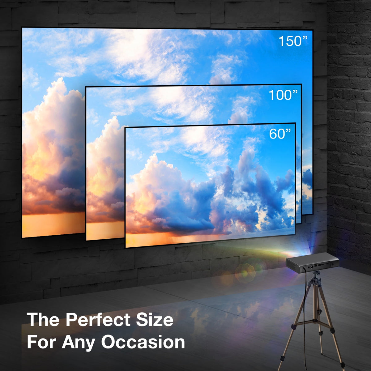 REXING PRD615 Smart Home DLP Projector 750 ANSI Lumens 40" - 150'' w/ Wifi and Bluetooth
