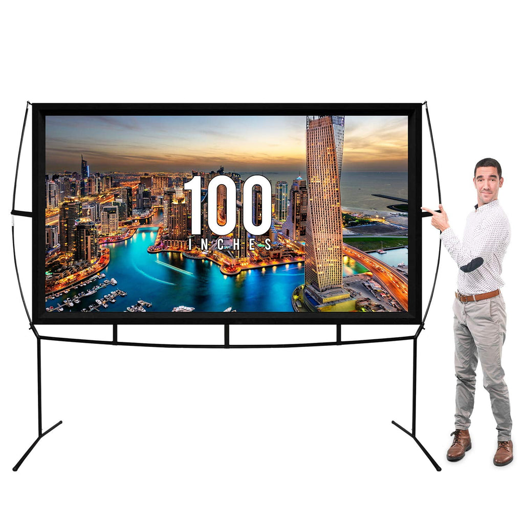 Khomo Gear Jumbo 120 inch 16:9 Portable Outdoor and Indoor Theater Projector Screen with Stand Legs