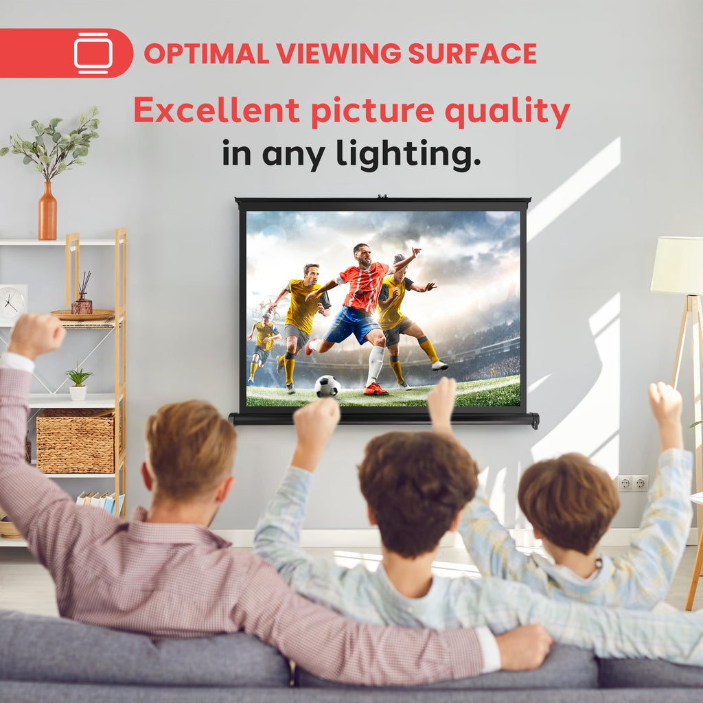 Pyle 40 Inch Projector Viewing Manual Retractable Pull Out Style Display Screen