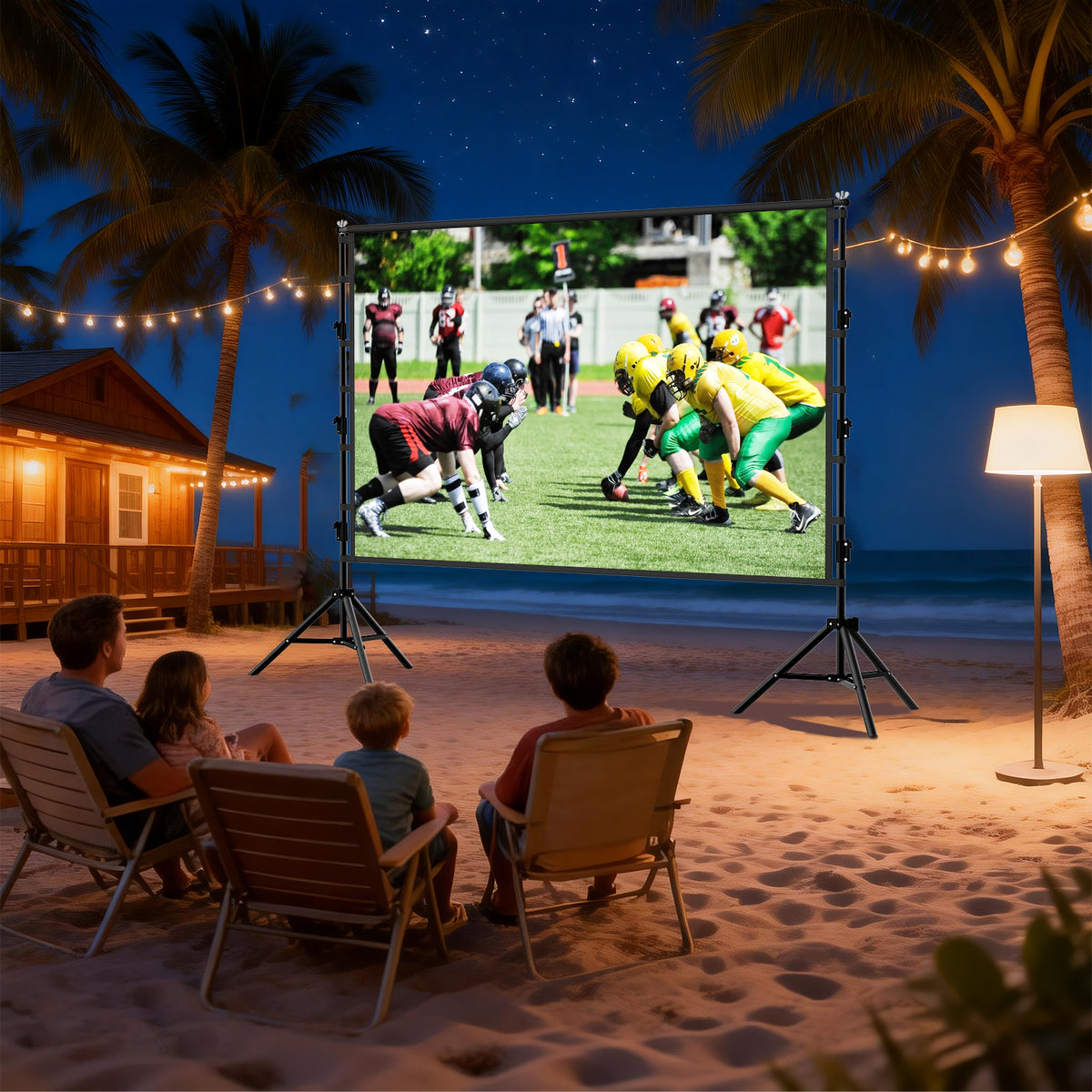 Florascent 150" Projector Screen with Stand, 16:9 4K HD Portable Outdoor Projector Movie Screen for Home Backyard Theater