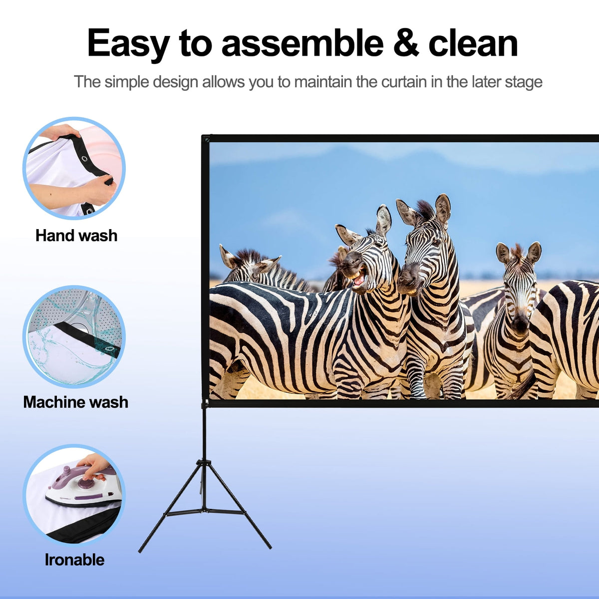Outdoor Projector Screen with Stand, 100 inch 4K HD 16:9 Portable Movie Screen Wrinkle-Free Projection Screen with Carry Bag for Home Theater Movies Night
