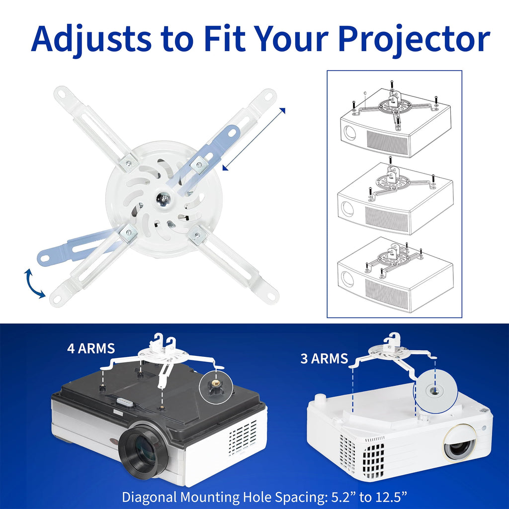 VIVO Universal White 2x2 ft Drop Ceiling Height Adjustable Projector Mount