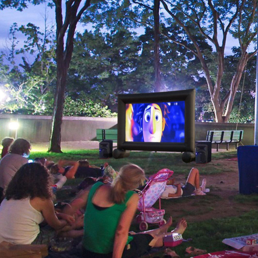 12FT Outdoor Inflatable Movie Projector Screen with Built-in Fan, Front & Rear Projection