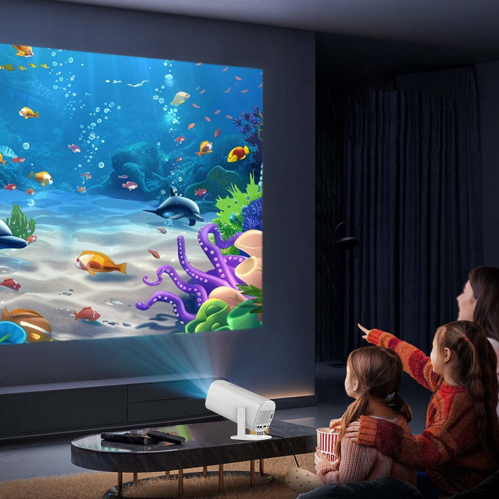 Nkmbld 4K Projector with WiFi and Bluetooth, Smart Cinema Projector with Built in Apps Outdoor Movie Projector with WiFi and Bluetooth for Home Theater Upgrade