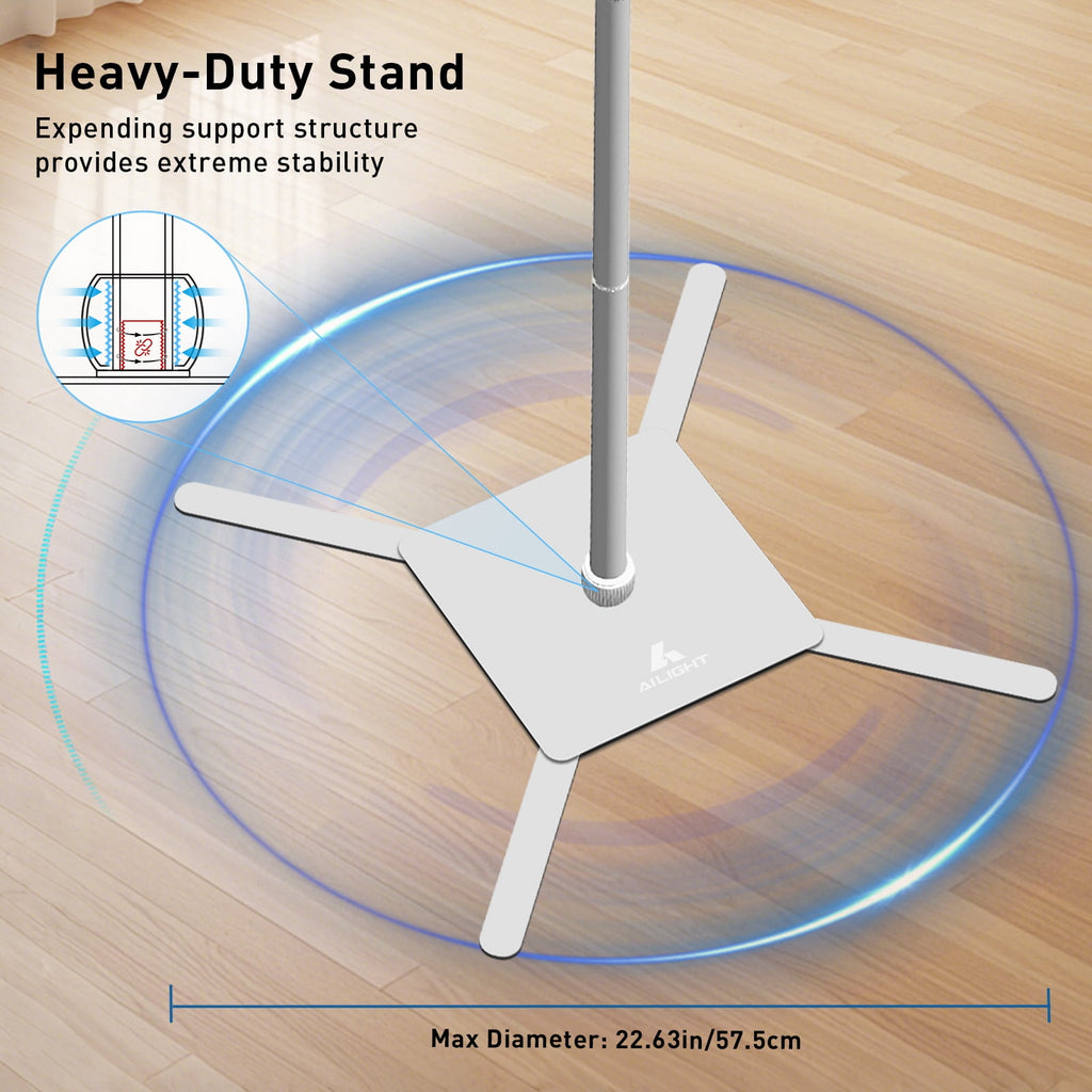 AILIGHT Projector Stand, 19"-47.5" Height Adjustable Floor Projector Mount Stand, Heavy-Duty 360° Swivel, Universal 1/4" & 3/8" Table Mount