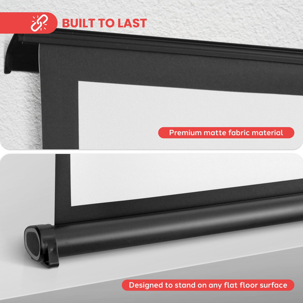 Pyle 40 Inch Projector Viewing Manual Retractable Pull Out Style Display Screen