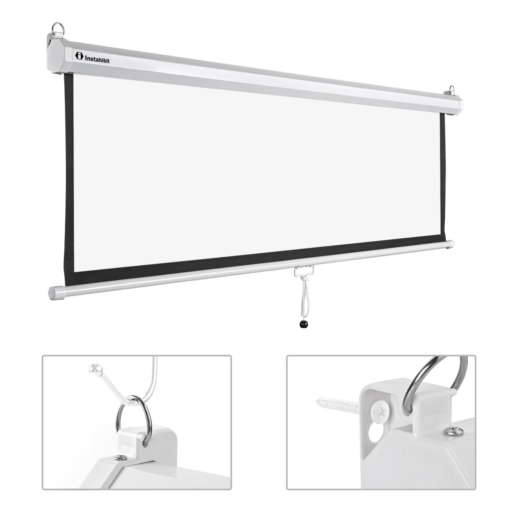 InstaHibit 92" Motorized Projection Screen with Remote Control 16:9 4K 3D HD Electric Projector Screen Wall Mounted Indoor Outdoor Movie Night