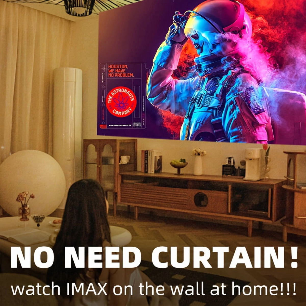 2025 Ultra HD 5G smart Projector, native 1080P Home Theater, 180° Rotation for Wall Projection, Wireless Casting from Phone/PC, for Online Class, Fitness, Office, Camping, Living & Bedroom